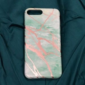 Mint and rose gold chrome marble